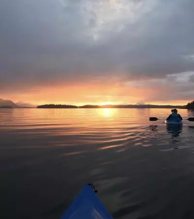 kayaking at sunset